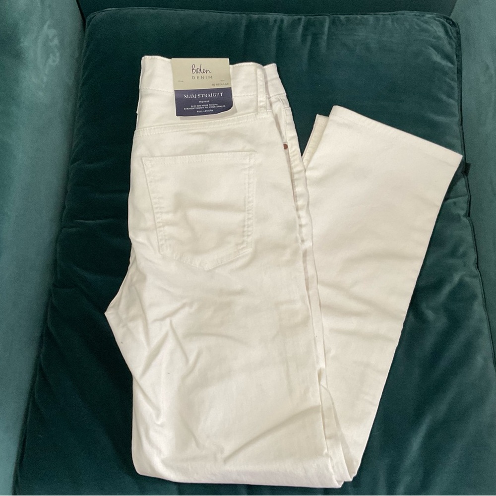 Boden White Slim Straight Jeans